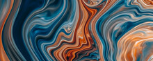 Abstract Wavy Blue Orange Oil Painting Acrylic Paint Background