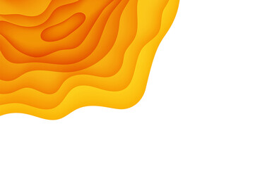 Wall Mural - Abstract yellow background in cut paper style. Cutout orange wallpaper. Wavy template for save the Earth posters, eco brochures, business presentations. Vector card illustration of papercut background