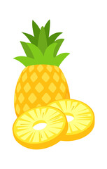 Wall Mural - Pineapple Tropical Fruit. Vector illustration