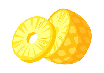 Wall Mural - Pineapple Slice Tropical Fruit. Vector illustration