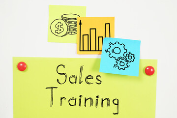 Sales training is shown using the text
