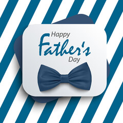 Wall Mural - Fathers Day poster with bow tie and blue stripes background