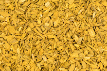 Yellow Wood Bark Mulch Chips Closeup Background