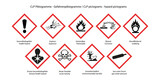 Fototapeta  - CLP-Gefahrenpiktogramme für die Verpackung Kennzeichnung. Vektor