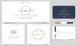 AR Initial handwriting Real estate signature logo with business card design vector template. 