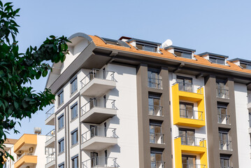 Canvas Print - A block of modern European residential apartment buildings.