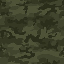 
Green camouflage vector texture, seamless forest background, military pattern. Ornament