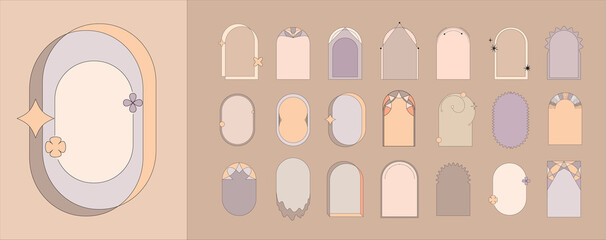 Wall Mural - set of trendy thin line geometric frames. simple minimalistic design forms and frames for social med