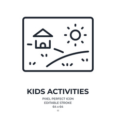 Canvas Print - kid's activities and early education concept editable stroke outline icon isolated on white backgrou
