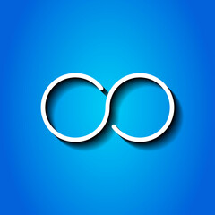 Wall Mural - Infinity simple icon vector. Flat design. White icon with shadow on blue background.ai