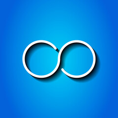 Infinity simple icon vector. Flat design. White icon with shadow on blue background.ai