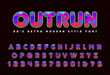 80's - 90's Style Alphabet. Colorful Bright Font Set. Vector.