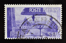 Cancelled Postage Stamp Printed By Republic Of Pisa, Italy, Commemorating Independent State Republic Of Pisa Which Existed From 11th To 14th Century, Circa 1946.