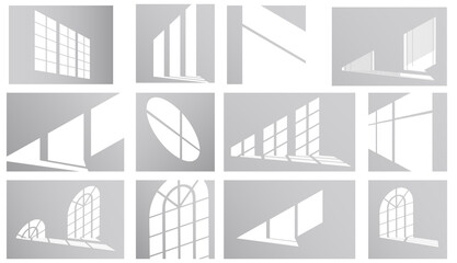 Set the overlay shadow effects. Set of drop shadows shapes for interior design