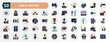 law & justice filled icons set. glyph icons such as finance book, low energy, ingot, keyword, allocation, depressed, corruption, handcuffs, organization chart, ungrowth icon.
