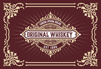 Wall Mural - Whiskey label with old frames