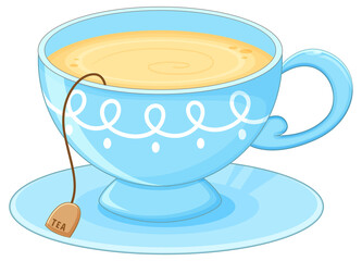 Wall Mural - a cup of tea in blue colour
