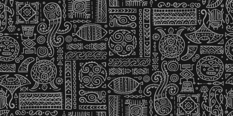 Poster - Ethnic handmade ornament for your design. Polynesian style, seamless pattern