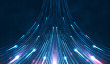 Blue Light Streak, Fiber Optic, Speed Line, Futuristic Background For 5g Or 6g Technology Wireless Data Transmission, High-speed Internet In Abstract. Internet Network Concept. Vector Design