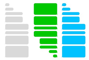 Aufkleber - Chat message bubbles, text sms and phone messenger of mobile screen, vector speech conversation. Chat message dialog box template for smartphone messenger and social app talk interface