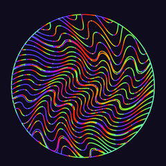 Wall Mural - glitched and distorted sphere in holographic colors. trendy logotype template.