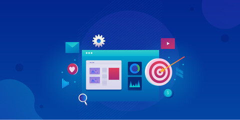 Wall Mural - digital marketing with technology business concept.