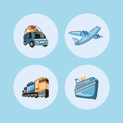 Poster - icons travel transport