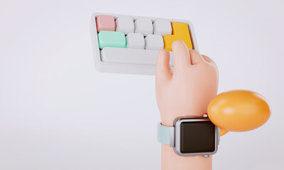 Wall Mural - 3d rendering of hand and keyboard.