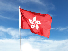 Hong Kong Waving Flag With Textured Background