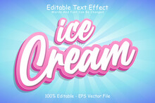 Ice Cream Editable Text Effect 3 Dimension Emboss Cartoon Style