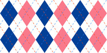 Seamless Blue Red And White Argyle Classic Textile Diamonds Pattern Vector