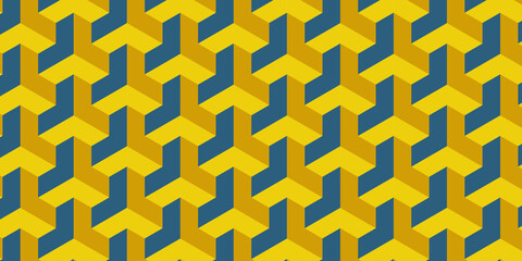 Wall Mural - Seamless yellow trilateral illusion pattern