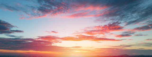 Wall Mural - sunset sky background,landscape blue sky with clouds nature concept for cover banner background.