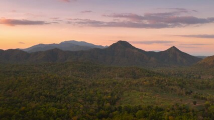 Wall Mural - time lapse video 4k motion, aerial view beautiful of sundown scenery golden light sunrise on high mo