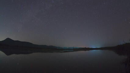Wall Mural - beautiful winter scenes in a timelapse 4k video with mountains in the background. the north star pat