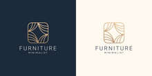 Creative Furniture Minimalist Interior Logo Line Art Design Template. Premium Vector