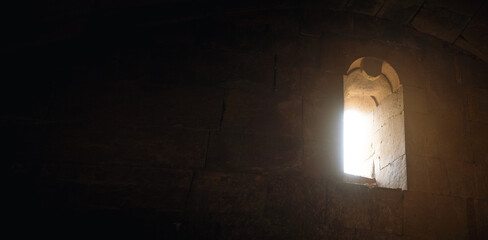 Dark view. Window in the church