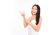 © Png - Video - Photo - Portrait of young beautiful sexy asian woman wearing a white dress pose with empty space.