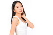 © Png - Video - Photo - Portrait of young beautiful sexy asian woman wearing a white dress pose with empty space.