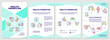 Health promotion mint brochure template. Increase awareness. Leaflet design with linear icons. Editable 4 vector layouts for presentation, annual reports. Arial-Black, Myriad Pro-Regular fonts used
