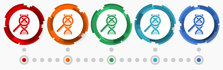 Poster - Dna, genetic research concept vector icon set, flat design pointers, infographic template