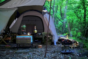 Wall Mural - camping in the mountains