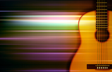 abstract dark blur music background with acoustic guitar