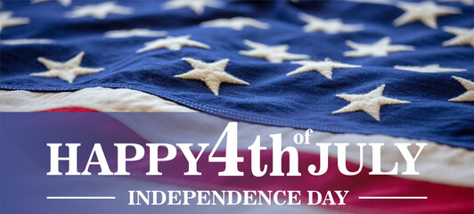 Poster - July fourth, HAPPY 4th of JULY, text on USA flag. US America National Holiday celebration