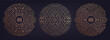 © marylia17 - Vector set of art deco frames, adges, abstract geometric design templates for luxury products. Linear ornament compositions, vintage. Use for packaging, branding, decoration, etc. Golden circles.