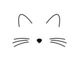 Fototapeta Dmuchawce - Cute cat face: whiskers, ears and nose line icon.