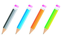 Realistic Pencil Drawing Tools Icon, Colorful Writing Stationery Vector Illustration. 
