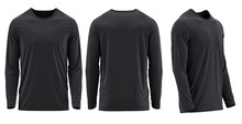 [ Black Color ] T-shirt Long Sleeve Round Neck. 3D Photorealistic Render