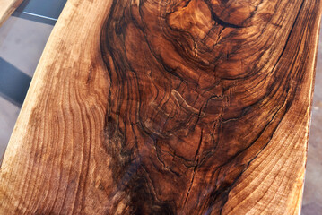 Wall Mural - Texture of a wooden table with epoxy resin.