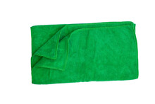 Green Towels Isolated On A White Background. Cleaning Cloth At The Hotel. Image With Clipping Parts.